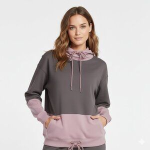Athleta Hermosa Mock Neck Shale / Flora Mauve Relaxed Women's Small Sweatshirt
